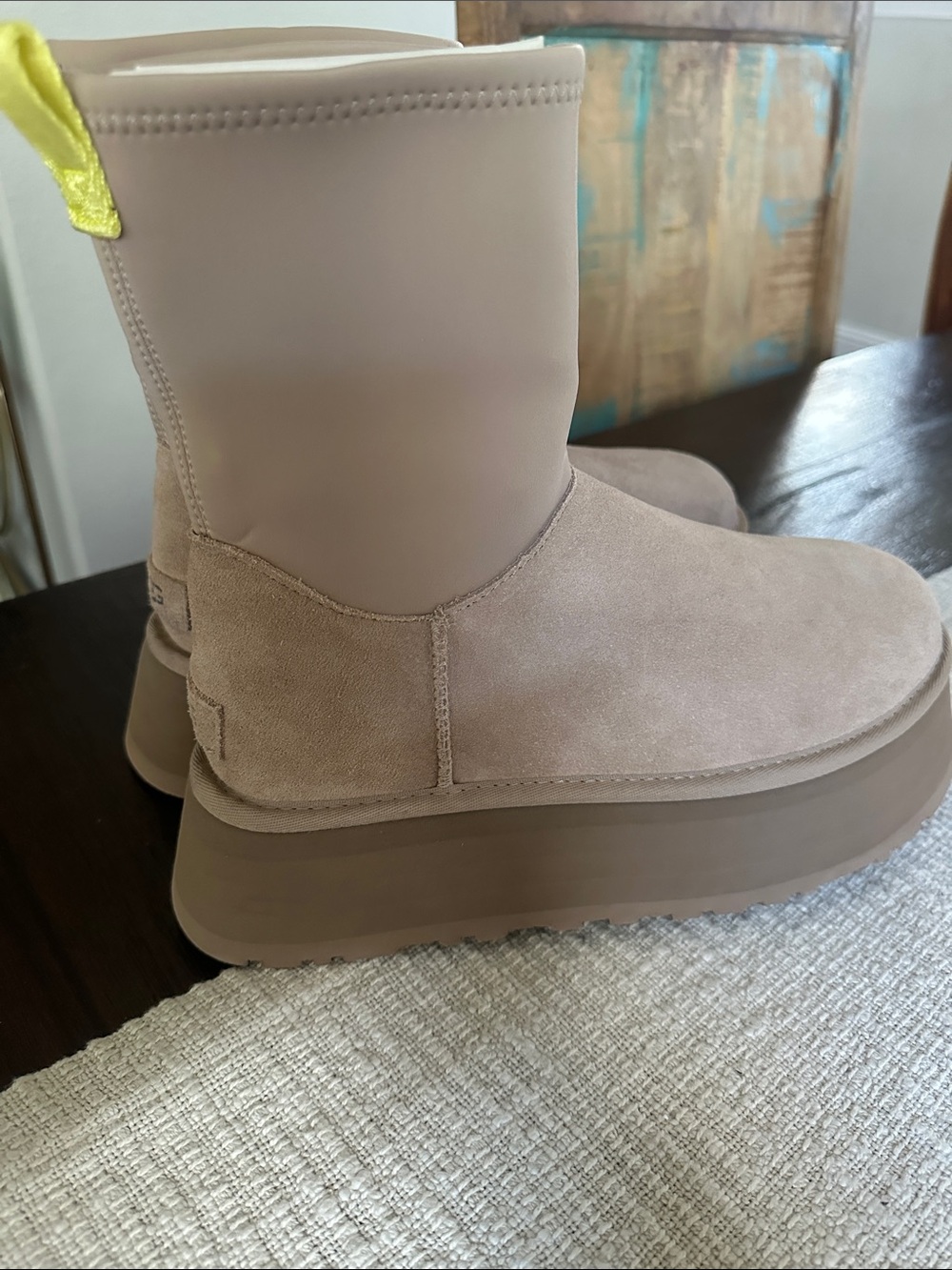 UGG Beige Suede Platform Chelsea Boots - Picture 4 of 5